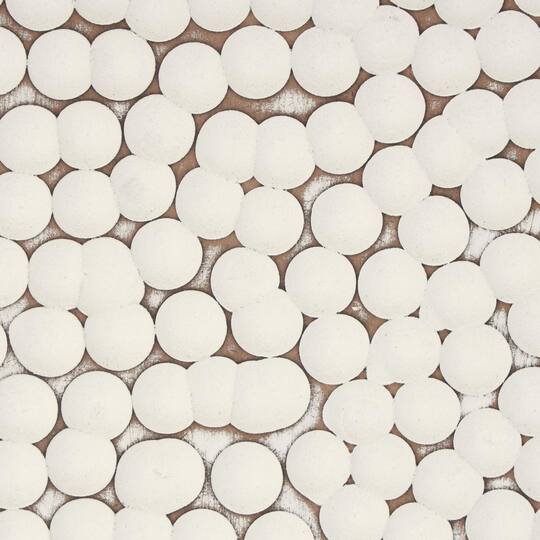 48" x 16" White Geometric Handmade Abstract Spotted Panel Wall Décor